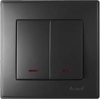 ВЫКЛЮЧАТЕЛЬ ДВОЙНОЙ LESYA ЧЕРНЫЙ БАРХАТ МАТ.ВСТАВКА