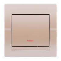 ВЫКЛЮЧАТЕЛЬ DERIY С ПОДСВЕТКОЙ ЖЕМЧУЖНОБЕЛЫЙ МЕТАЛЛИК