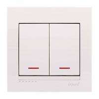 ВЫКЛЮЧАТЕЛЬ ДВОЙНОЙ DERIY С ПОДСВЕТКОЙ БЕЛЫЙ