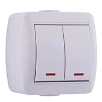 ВЫКЛЮЧАТЕЛЬ ДВОЙНОЙ С ПОДСВЕТКОЙ NATA БЕЛЫЙ