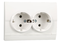 РОЗЕТКА ДВОЙНАЯ DERIY С/З БЕЛЫЙ КЕРАМИКА