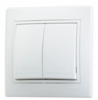 ВЫКЛЮЧАТЕЛЬ ДВОЙНОЙ МИРА БЕЛЫЙ С БЕЛОЙ ВСТАВКОЙ