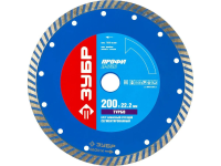 ДИСК ЗУБР ПРОФ. Т-730 ТУРБО 200 ММ АЛМАЗ ОТРЕЗНОЙ БЕТОН/КИРПИЧ/ГРАНИТ