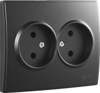 РОЗЕТКА ДВОЙНАЯ С/З КЕРАМИКА LESYA ЧЕРНЫЙ БАРХАТ МАТ.ВСТАВКА