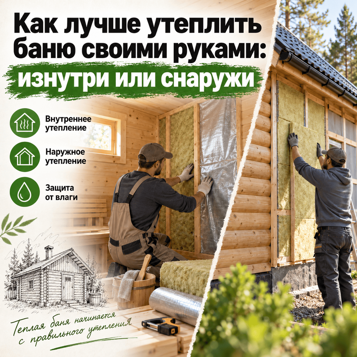 Как лучше утеплить баню своими руками: изнутри или снаружи Как лучше утеплить баню своими руками: изнутри или снаружи