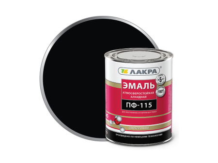 АЛКИДНАЯ КРАСКА ЭМАЛЬ ЛАКРА АТМОСФЕРАСТОЙКАЯ ПФ-115 ЧЕРНЫЙ 0,9 КГ