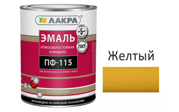 ЭМАЛЬ ПФ-115 ЖЕЛТЫЙ ЛАКРА 2,8КГ ЭМАЛЬ ПФ-115 ЖЕЛТЫЙ ЛАКРА 2,8КГ