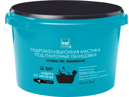 МАСТИКА ГИДРОИЗОЛЯЦИОННАЯ HYDRO-TEC MEMBRANE ПОД ПЛИТОЧНЫЕ ОБЛИЦОВКИ ЛЕТО-ЗИМА 13КГ BERGAUF