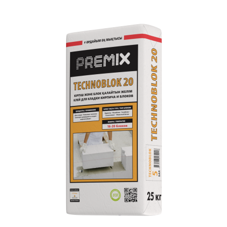 Premix Technoblock КЛАДОЧНЫЙ КЛЕЙ ДЛЯ ГАЗОБЛОКОВ И БЛОКОВ ИЗ ЯЧЕИСТОГО БЕТОНА (25кг)