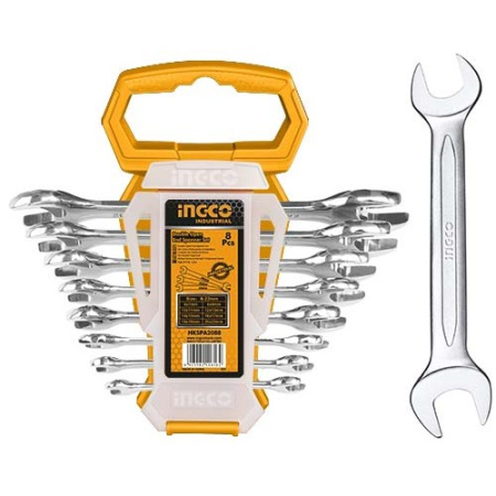 НАБОР КОМБИНИРОВАННЫХ  ГАЕЧНЫХ КЛЮЧЕЙ 6-22ММ, 8ШТ РОЖКОВЫХ INGCO INDUSTRIAL