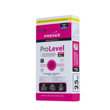 Premix Pro level ТОНКОСЛОЙНАЯ САМОВЫРАВНИВАЮЩАЯСЯ СМЕСЬ 25 кг