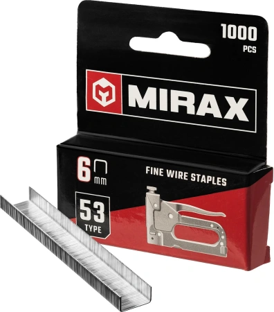 СКОБЫ ДЛЯ СТЕПЛЕРА MIRAX 6ММ УЗКИЕ ТИП53 1000ШТ