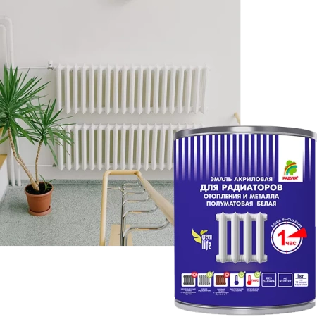 ЭМАЛЬ ДЛЯ МЕТАЛЛА И РАДИАТОРА РАДУГА 178 ПОЛУГЛЯНЦЕВАЯ АКРИЛОВАЯ 3КГ