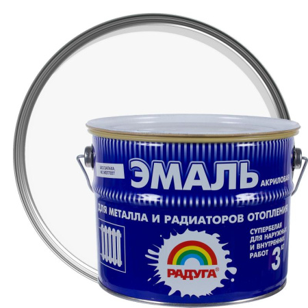 ЭМАЛЬ АКРИЛОВАЯ БЕЛАЯ ДЛЯ РАДИАТОРОВ ПОЛУГЛЯНЦЕВАЯ РАДУГА 3 КГ