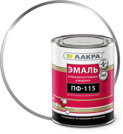 ЭМАЛЬ ПФ-115 БЕЛЫЙ ГЛЯНЕЦ ЛАКРА 0,9КГ